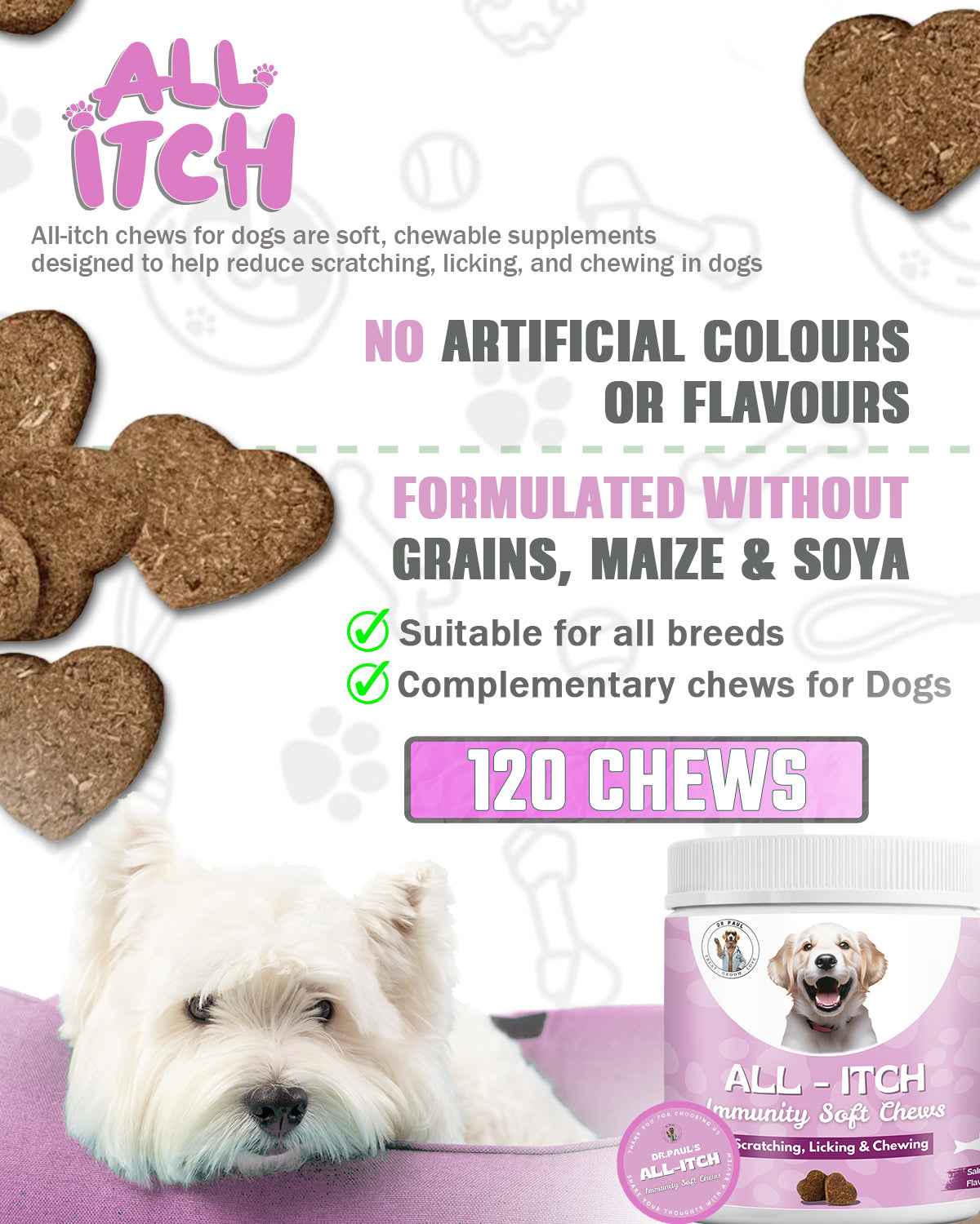 All-Itch Immunity Soft Chews for Dogs - Dog Itchy Skin Chews for Soothing and Immune Support - Dr.Paul