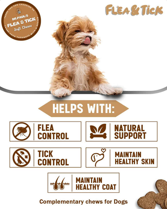 Flea and Tick Chews for Dogs - Natural Protection, Skin Health & Immune Support - Dr.Paul