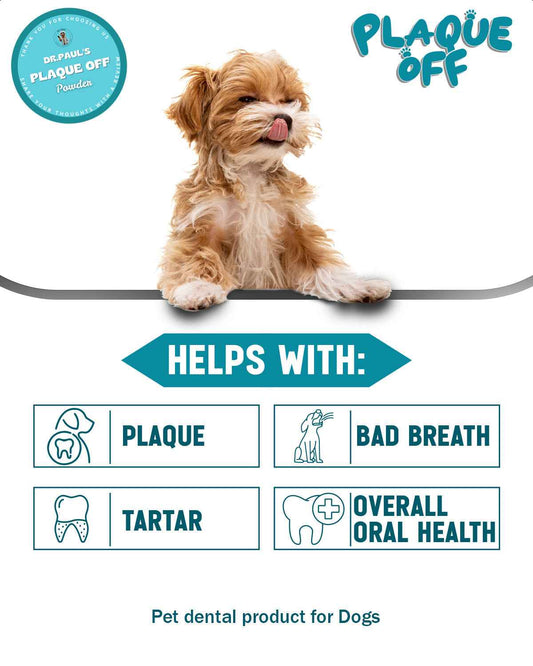Plaque Off Powder for Dogs - Daily Plaque Control, Fresh Breath & Healthy Gums - Dr.Paul