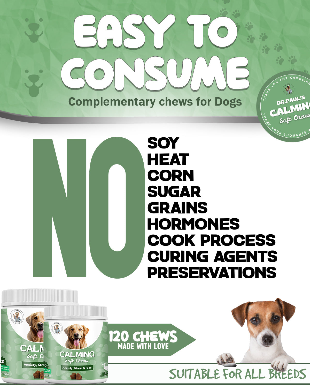 Calming Soft Chews for Dogs – Chews for Anxiety, Stress Relief & Balanced Behaviour