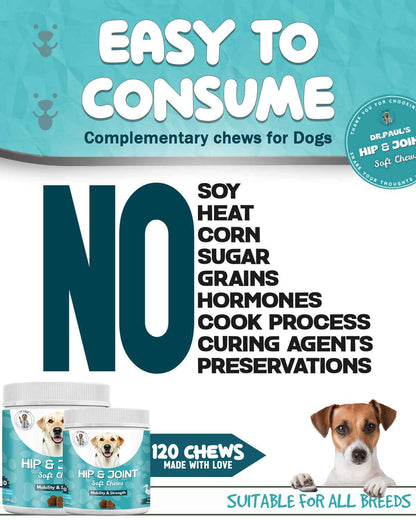 Hip and Joint Chews for Dogs - Soft Chews for Mobility, Flexibility & Joint Comfort - Dr.Paul