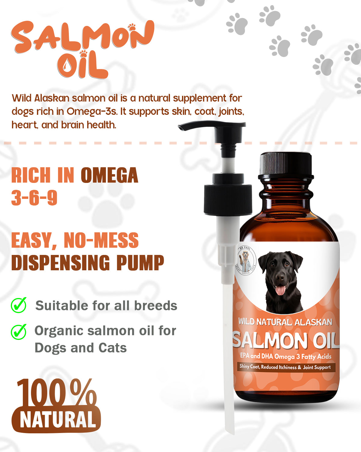 Wild Alaskan Salmon Oil for Dogs & Cats – Omega-3 Support for Skin, Coat & Joints
