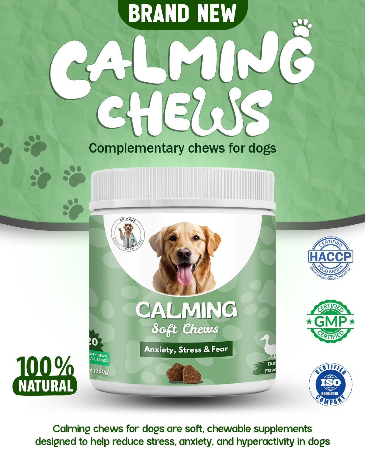 Calming Soft Chews for Dogs – Chews for Anxiety, Stress Relief & Balanced Behaviour