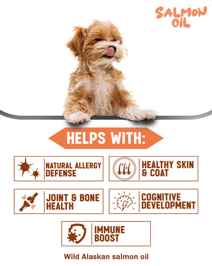 Wild Alaskan Salmon Oil for Dogs & Cats – Omega-3 Support for Skin, Coat & Joints